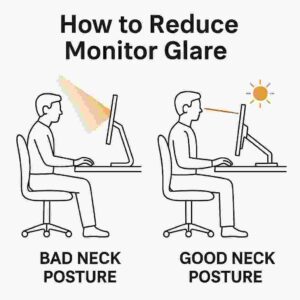 How to fix hunchback by adjusting laptop monitor glare