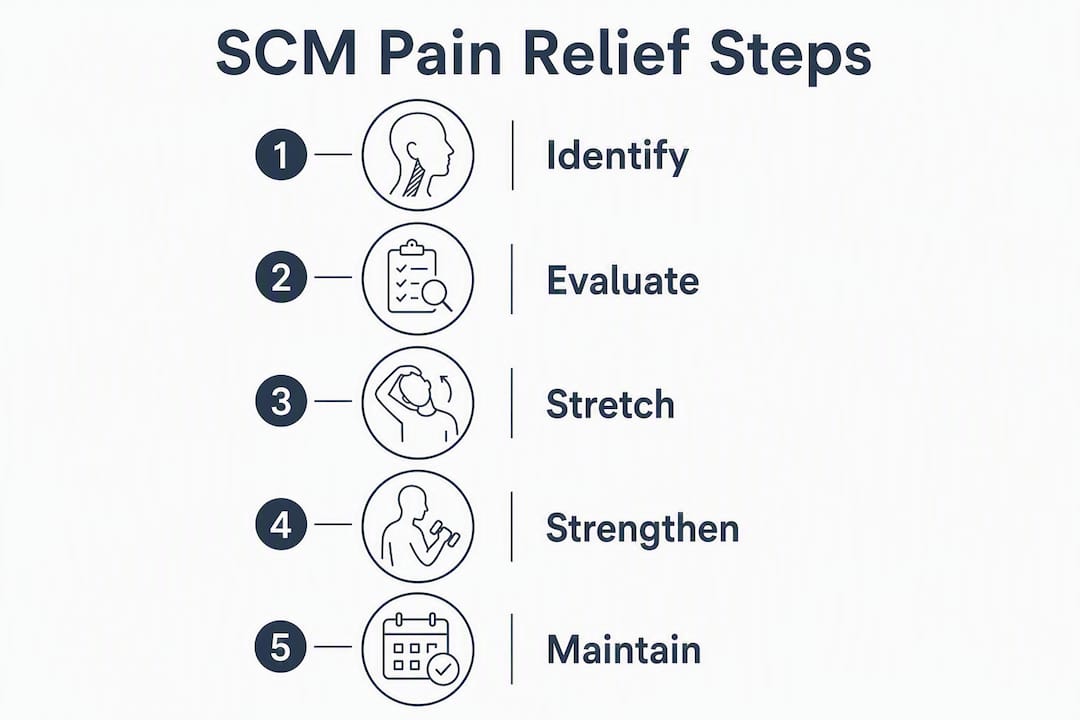 Infographic showing key steps for SCM pain relief