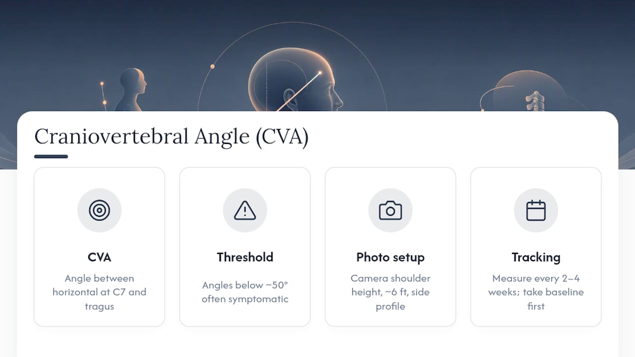 Diagram of craniovertebral angle measuring forward head posture