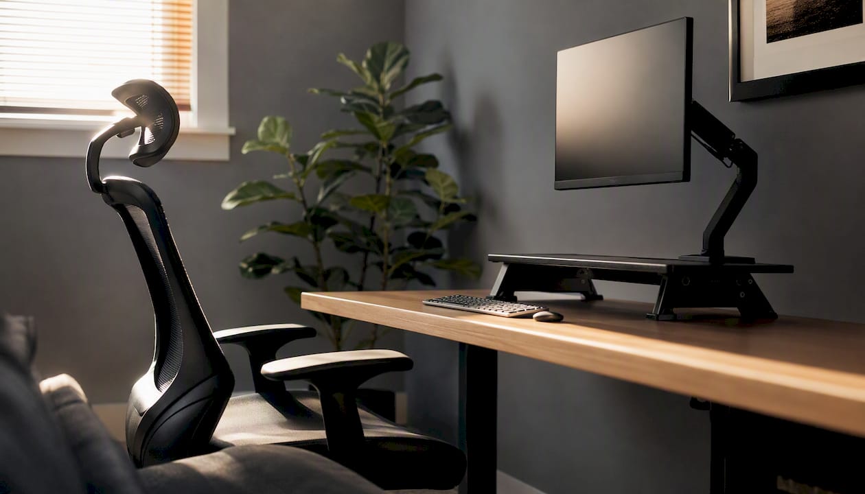 Ergonomic desk setup for neck posture