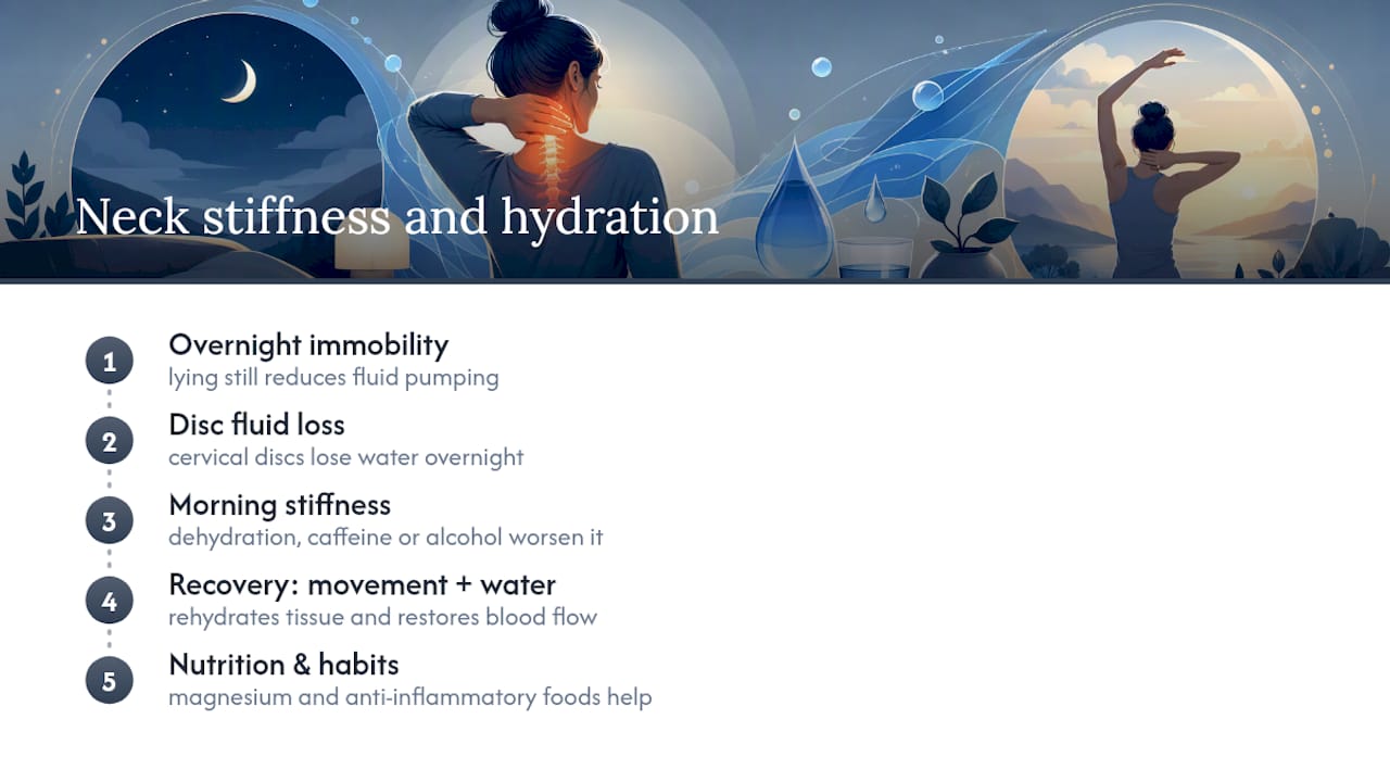 Diagram showing neck hydration and stiffness cycle