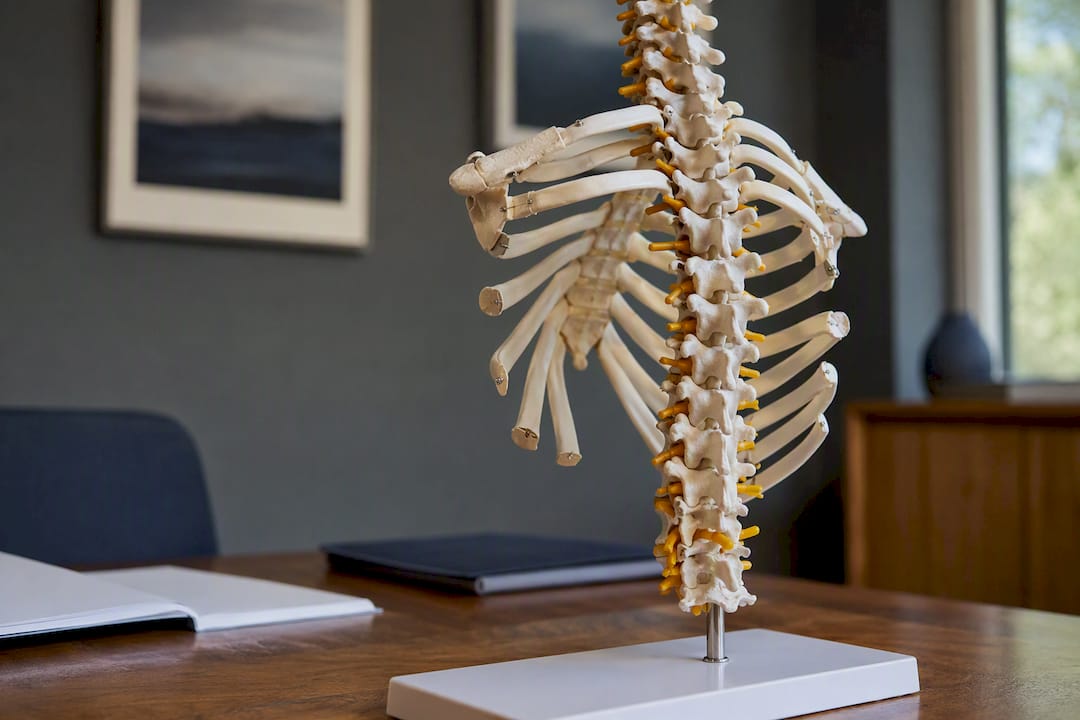 Anatomical model of thoracic spine with ribs
