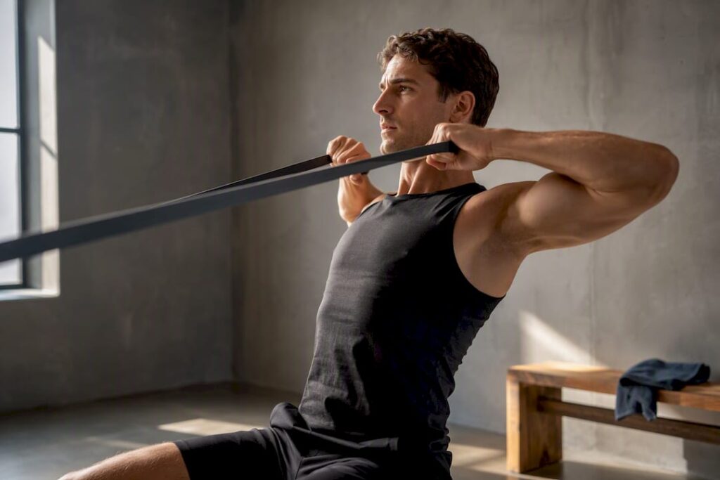 Controlled band face pull for posture