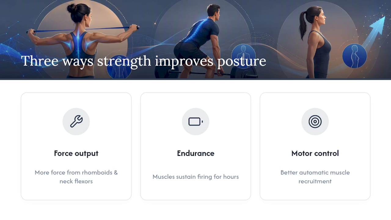 Three mechanisms of posture strength training