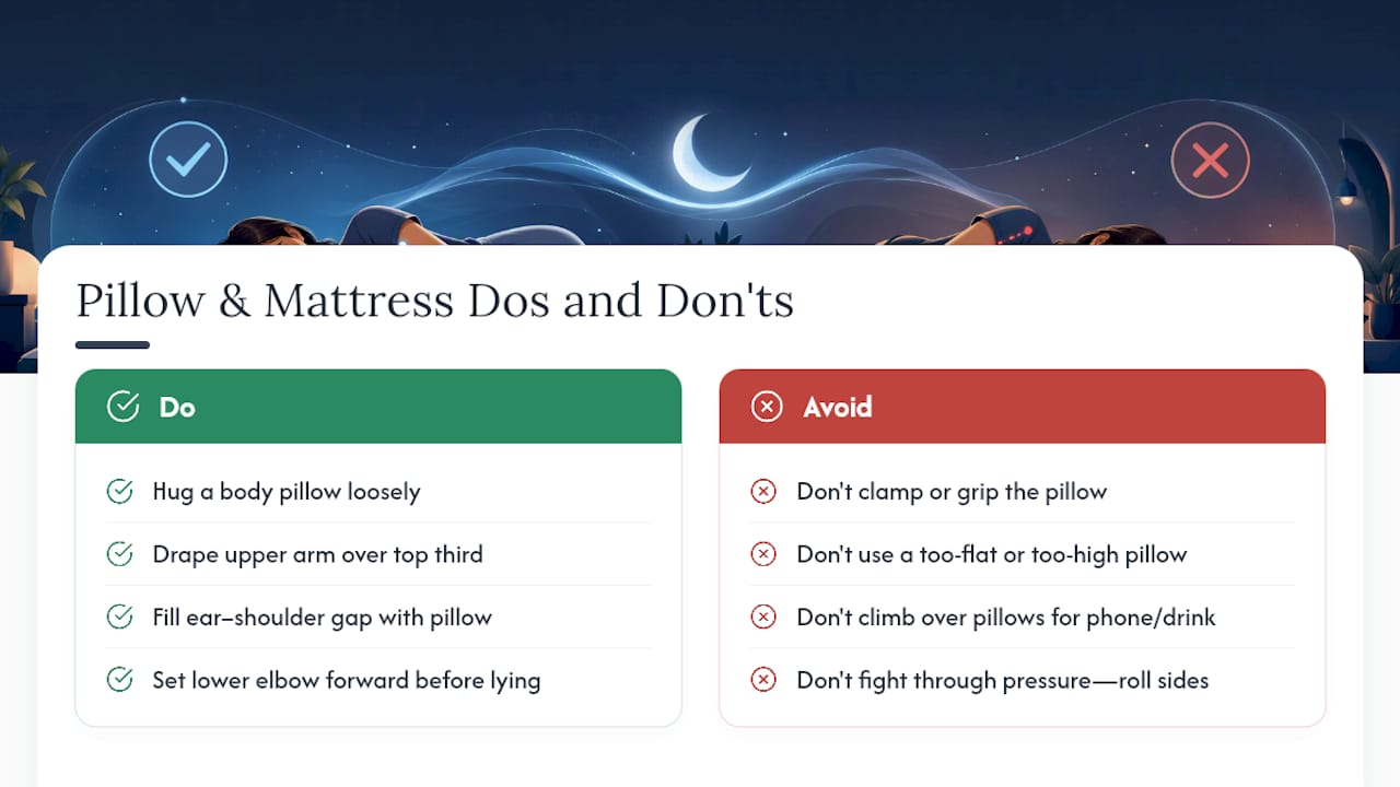 Pillow and Mattress Fixes That Actually Support Your Arms — overview diagram
