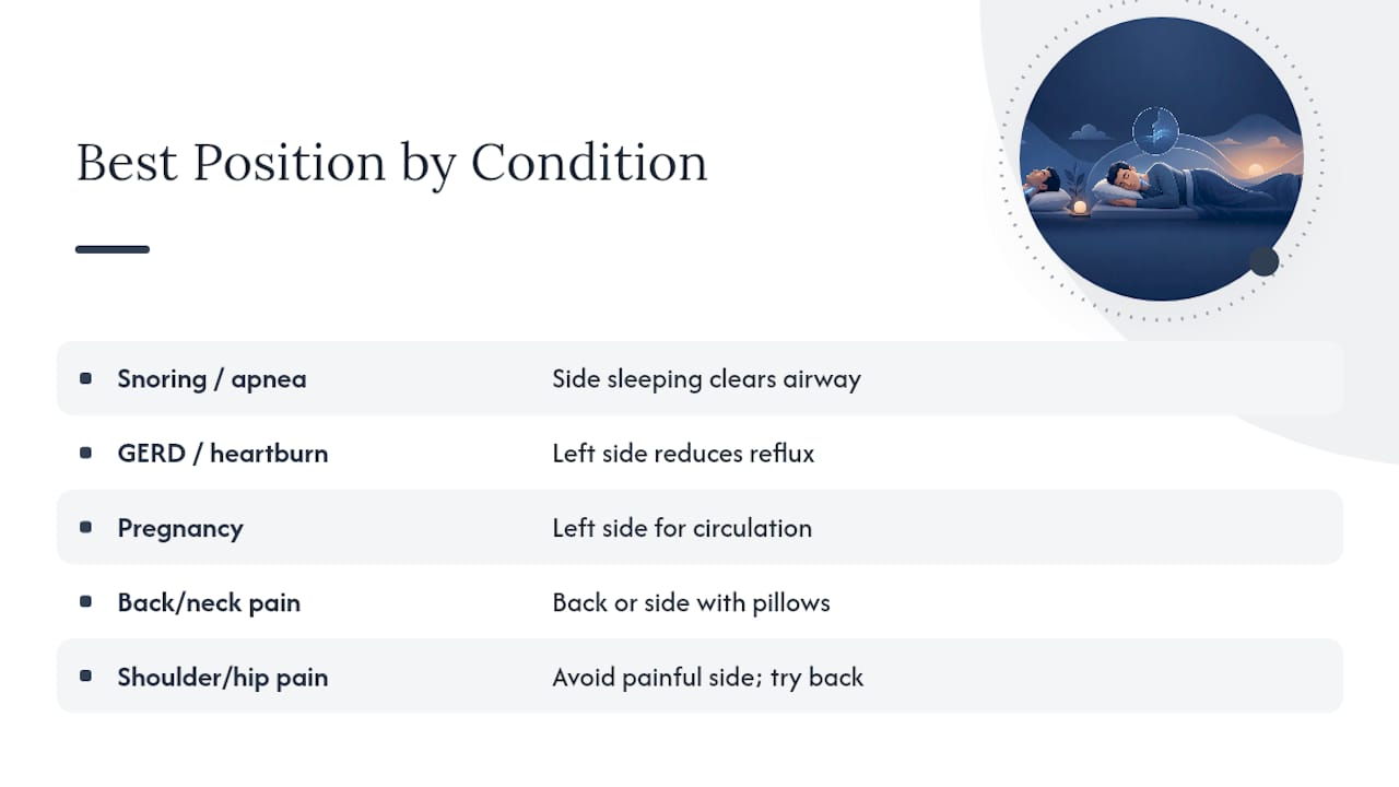 Which Position Is Best for Your Specific Health Condition? — overview diagram